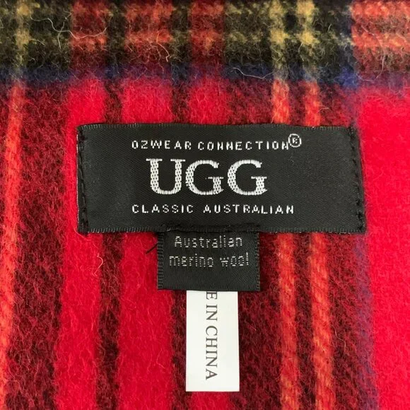 UGG Australian Merino Wool Plaid Scarf /Multicolor check pattern Scarf - Picture 2 of 5